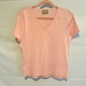 Liz Claiborne Lizwear Medium Short Sleeve Pastel Pink Light Sweater Blouse